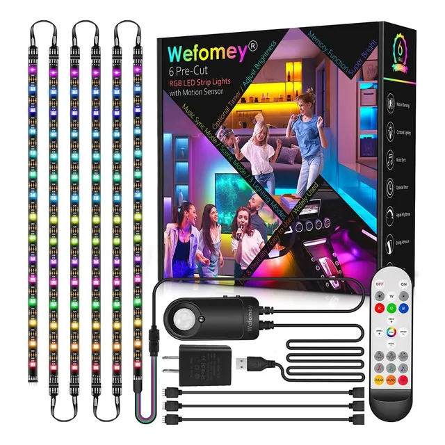 Luces Rgb Bajo Gabinete 6 Uds Con Sensor De Movimiento