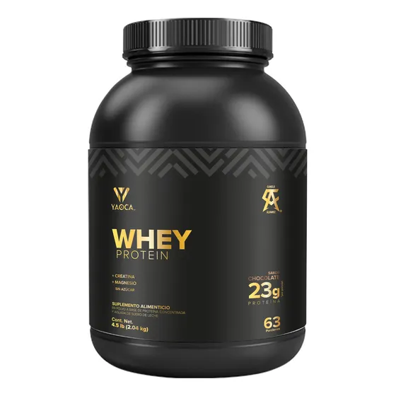 Proteína Whey I Yaoca I 4.5 Lb I 63 Servicios I 23 Gramos De Proteína Por Servicio I Sabor Chocolate I Con Creatina Y Magnesio I Sin Azúcar