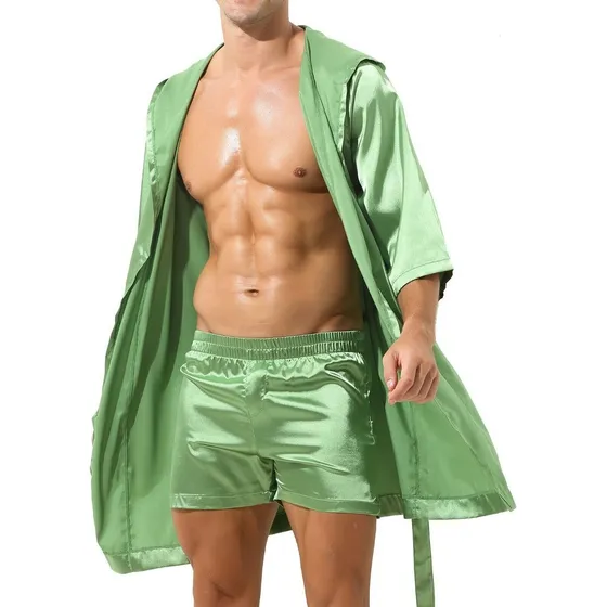  Batas Camisón Kimono Pijama Satinada Hombre