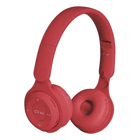Fone De Ouvido Sem Fio Bluetooth P2 SD Rádio Fm Vermelho
