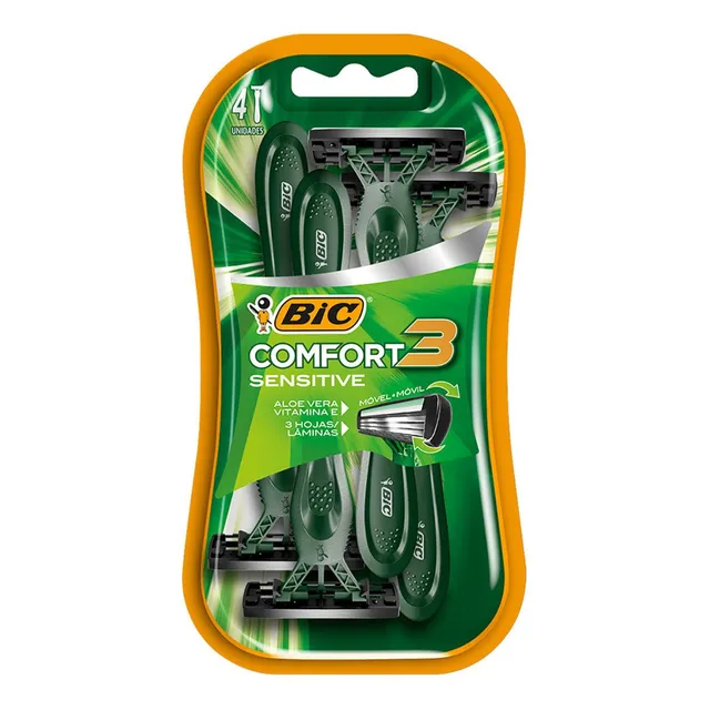 Rastrillos Desechables Bic Comfort 3 Piel Sensible 4 Piezas