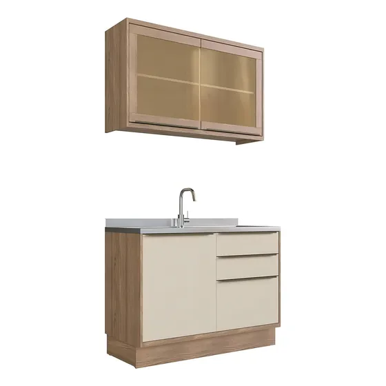 Cozinha Compacta Mdf Modulada Édez Uno, 2 Peças, Off White