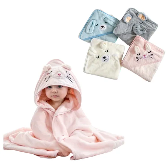 Toalha De Banho Infantil Bebês Crianças Com Capuz Forrada