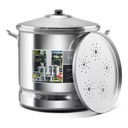 Vaporera Lamex De Aluminio 50 Litros Con Tapa De Aluminio Aluminio