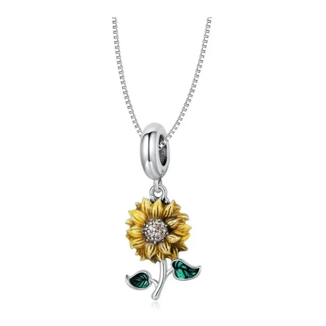 Collar Cadena Para Mujer Dije Flor Girasol En Plata 925