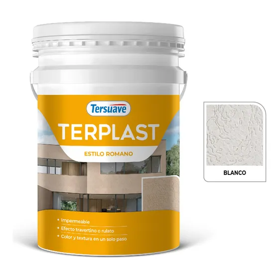 Revoque Plástico Mediano Romano Terplast 30kg Tersuave Color Blanco