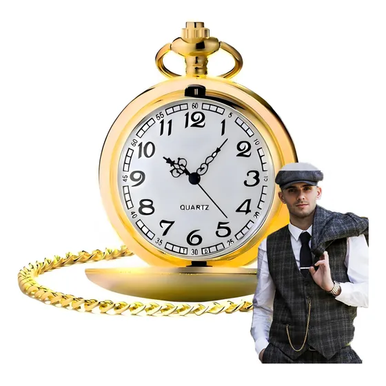 Vintage Steampunk Oro Antiguo Reloj De Bolsillo Con Cadena