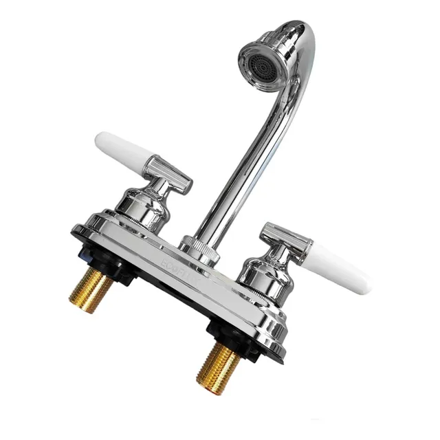 Llave Mezcladora Para Lavabo Baño 1/4 De Vuelta Ecoflux Acabado Cromado Color Plateado
