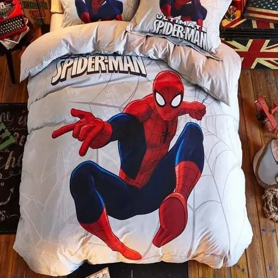 Jogo De Cama Infantil Homem Aranha 4 Peças Com Edredom Plus