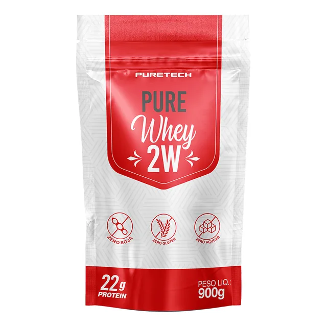Whey Protein Pure Whey 2w Concentrado REFIL 900g Chocolate Proteína 100% Pure Whey 2W