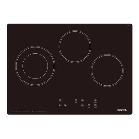 Encimera Vitrocerámica Gröner 3q Dual Color Negro