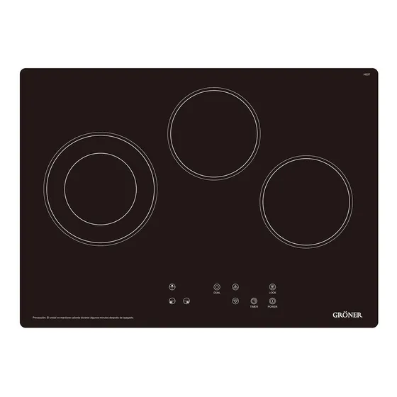 Encimera Vitrocerámica Gröner 3q Dual Color Negro