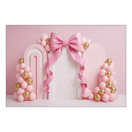 Fundo Fotográfico 2,60x1,75 - Ensaio Infantil Laço Rosa 043 Laço Rosa Único