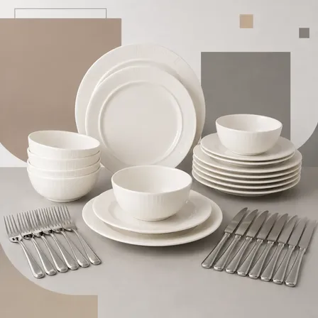 Aparelho De Jantar Completo 40 Peças Branco Liso Opalina Branco Lisa