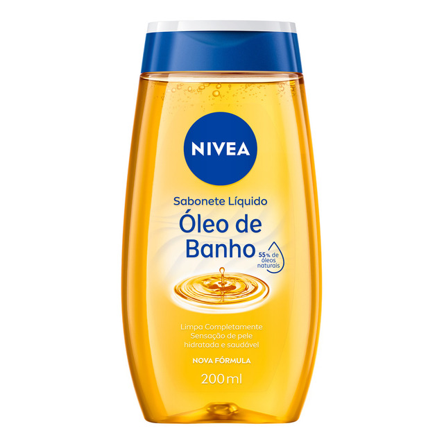 Nivea Sabonete Líquido Óleo De Banho 200ml, Limpeza Corporal, Pele Macia, 55% Óleos Natura...