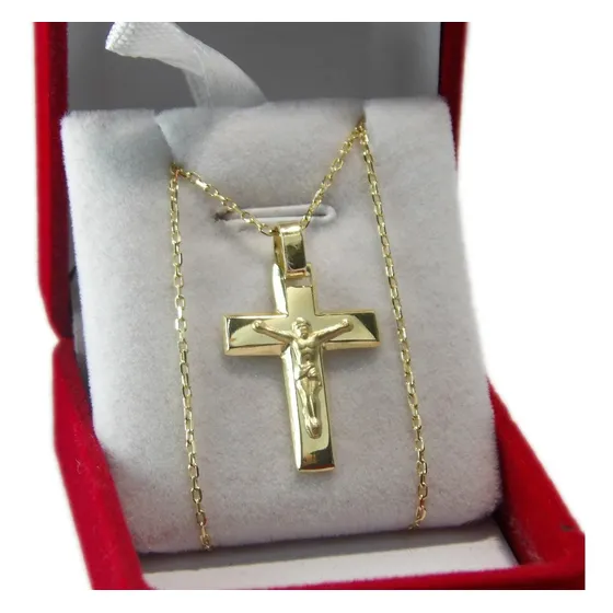 Conjunto Oro 18k Cadena Y Cristo Bombé 3,9 Gramos - Esponda
