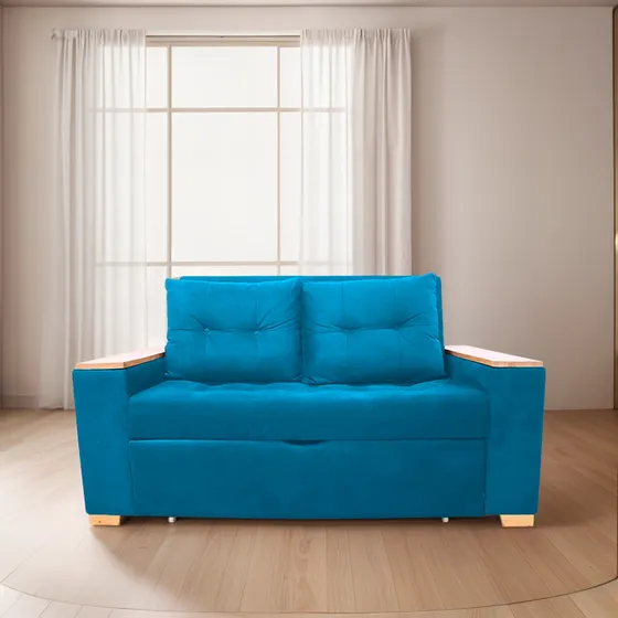 Sofacama Semidoble 180x90cm Tela Tipo Lino 2 Cuerpos + Cojin