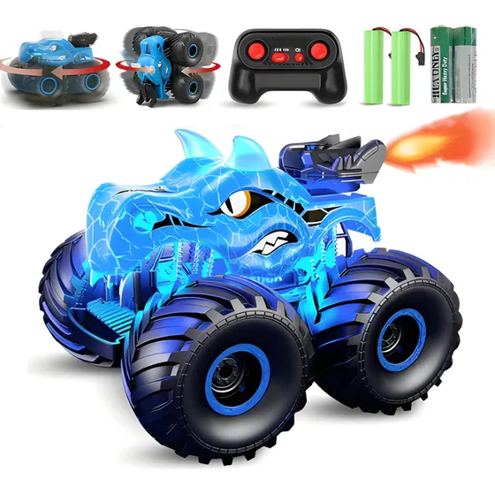 Coche Teledirigido Del Aerosol Del Dinosaurio Para Niños Color Azul