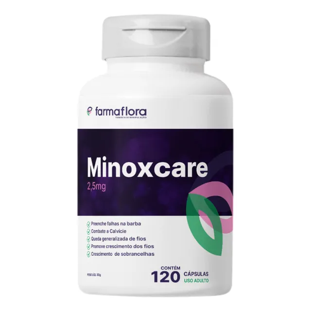 Minoxflora 2,5mg Para Barba E Cabelo Farmaflora 120 Cápsulas