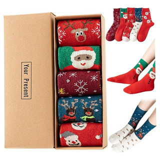 5 Pares De Calcetines Navideños, Calcetines De Lana Para 5 Pares De Calcetines Navideños, Calcetines De Lana Para