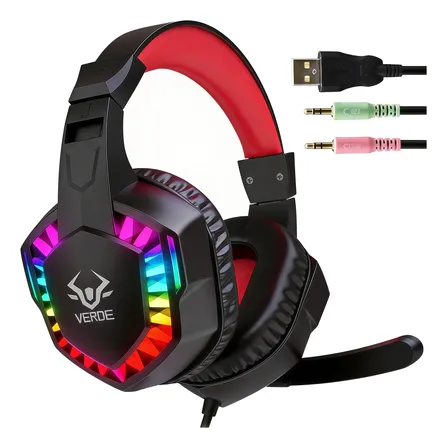 Fone De Ouvido Gamer Headset Led  Computador Microfone Pc Preto