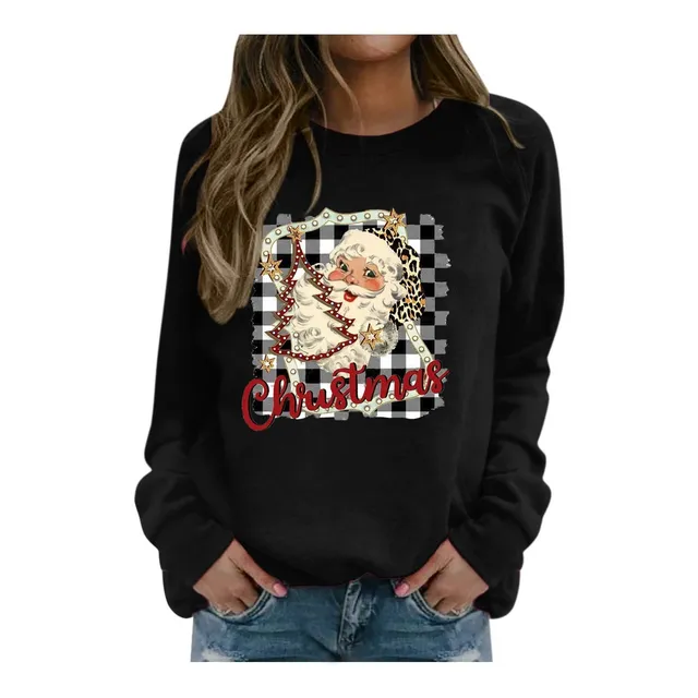 Camiseta Navideña Para Dama Cuello Redondo Manga Larga