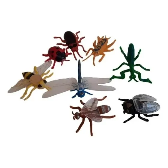 Mini Insetos De Plástico Para Colecionar 8 Pçs Vida Animal