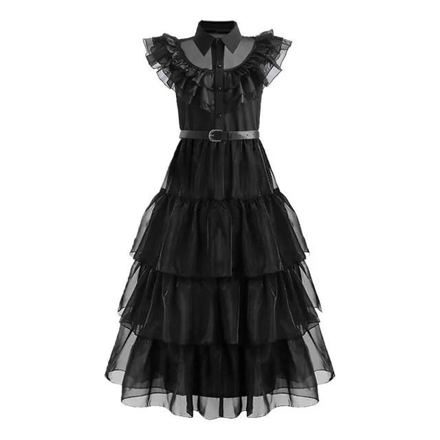 Lzh De Cosplay De Wednesday Addams Escuela Vestido Baile Neg