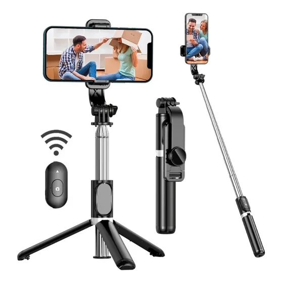 Bastão Tripé Mini 360º Win Castle Pau De Selfie Bluetooth 3 Em 1 Suporte Para Celular Cor Preto Win Castle