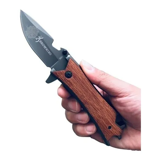 Canivete Tático Semi Automatico Browning X85 Groot Momo Cor Marrom
