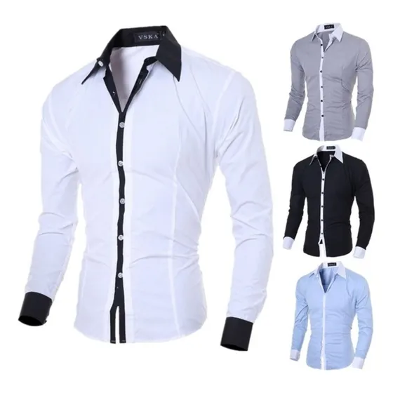 Camisa Slim Fit Para Caballero A La Moda #1406b