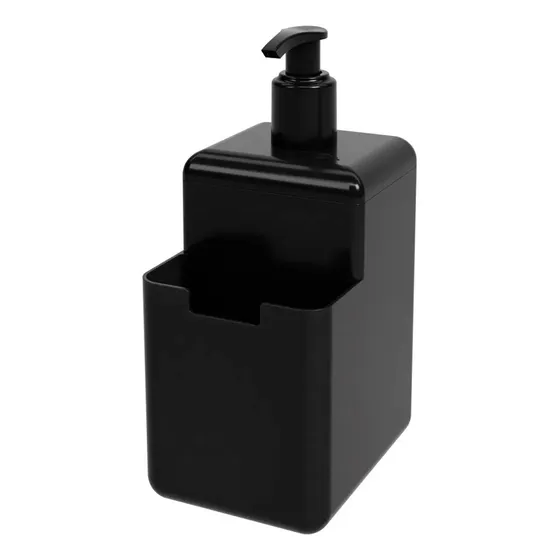 Dispenser Single Coza 500ml Detergente Esponja Suporte Cores Cor Preto