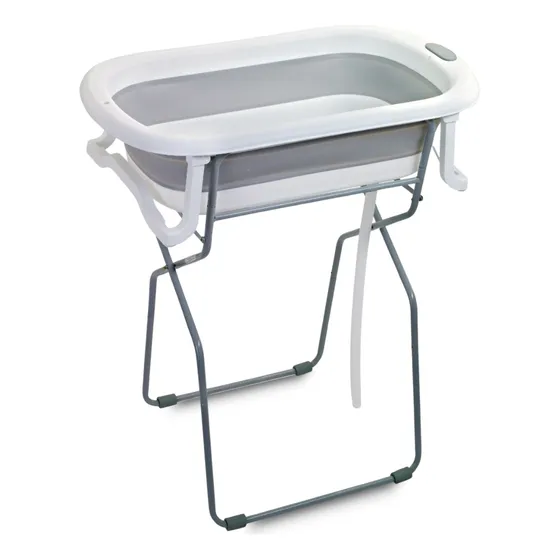 Banheira Para Bebê Dobrável C/ Suporte Lift Branco Maxi Baby