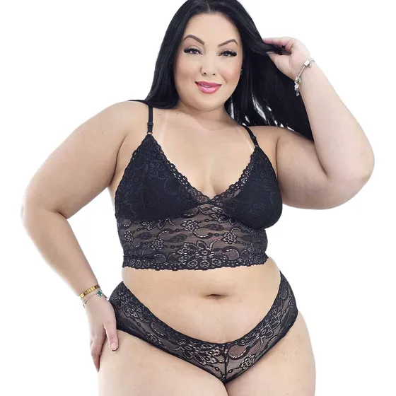 Sutiã Plus Size Rendado Calsinha Sensual Lingerie Feminina