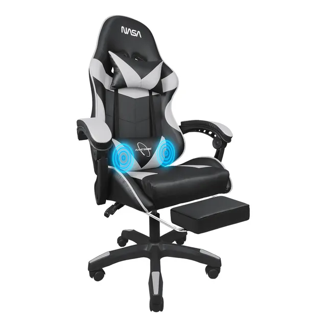 Silla Gamer Nasa Escritorio Ergonómica Ajustable Masajeadora Color Negro y Blanco