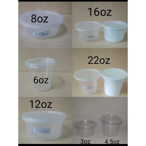 Tina Pote Plástico Tipo Arroz Chino De 3oz 