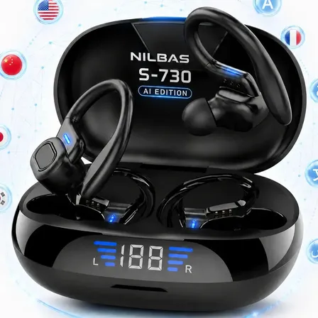 Fone De Ouvido Nilbas SP16 Ai Pro Tradução Simultânea 144 Idiomas Inteligência Artificial Chatgpt Integrada Esportivo Gancho Bluetooth Anatel Ipx5 Não Cai Viagem Negócios Lançamento 2026 Original