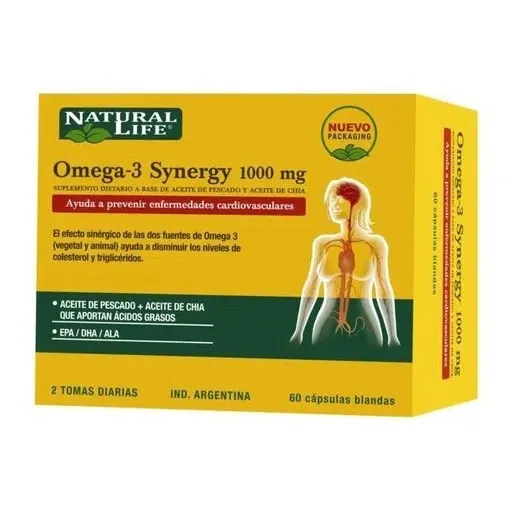 Natural Life Omega-3 Synergy Chia + Fish Oil X 60 Caps Sabor Sin sabor
