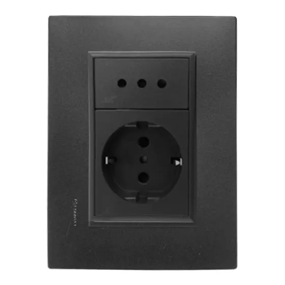 Plaqueta Duomo Flat Grafito Con Toma Corriente + Schuko