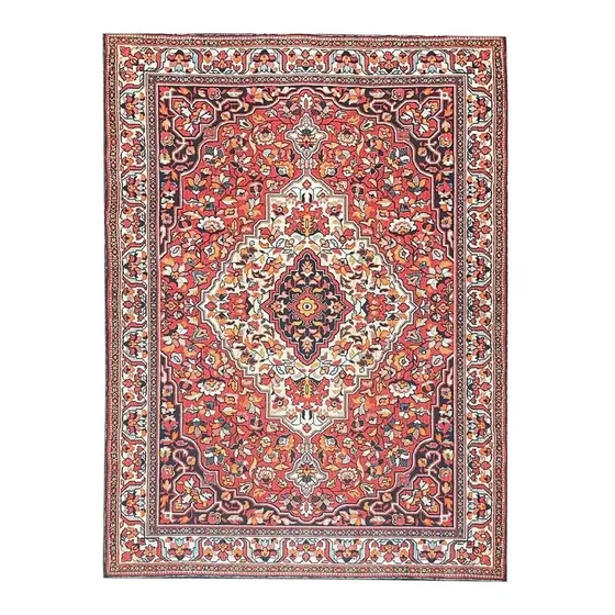 Alfombra Tipo Persa Roja Medallon Andorra 100x150cm Kreatex
