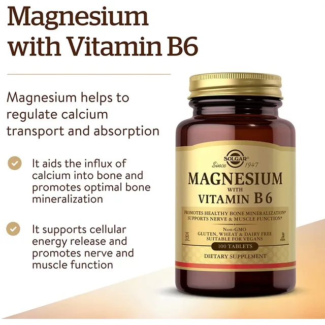 Magnesio 400 Mg Con Vitamina B6 25 Mg Solgar 100 Tabletas