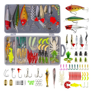 100 Piezas Señuelos De Pesca Kit De Señuelos Con Una Caja 100 Piezas Señuelos De Pesca Kit De Señuelos Con Una Caja