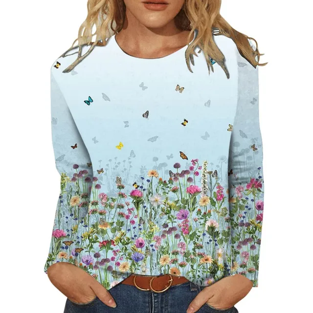 Tunica Tops Manga Larga Otoño Primavera Blusa Tee Diente