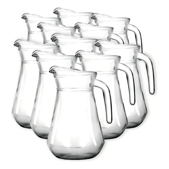 Set De 12 Jarras De Vidrio 1.3 Litros Transparente