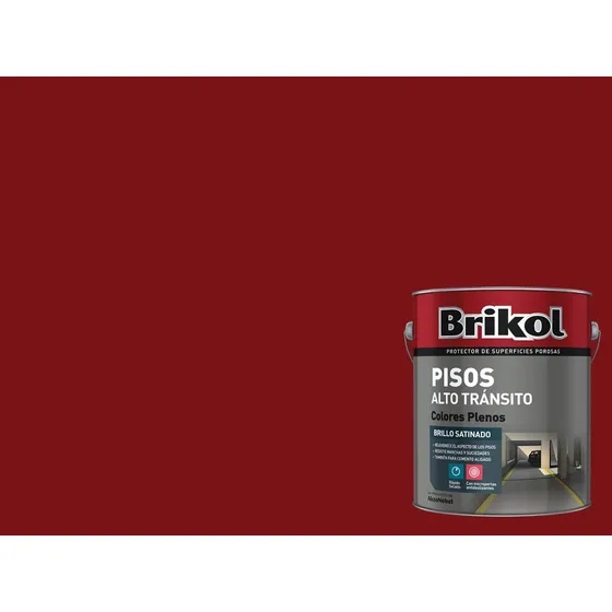 Pintura de pisos Brikol 4 Lt Acabado Satinado Color Rojo