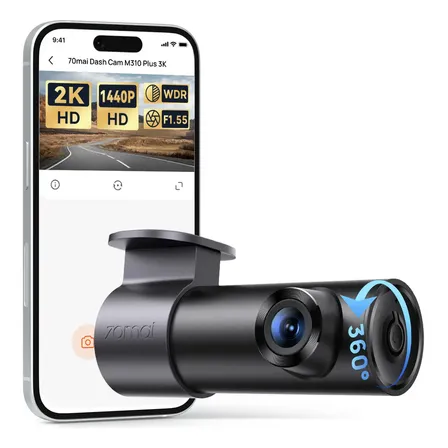 Câmera Veicular 70mai M310 3k/2k Wdr F1.55 App 360° Wifi 24h M310 Plus 2k