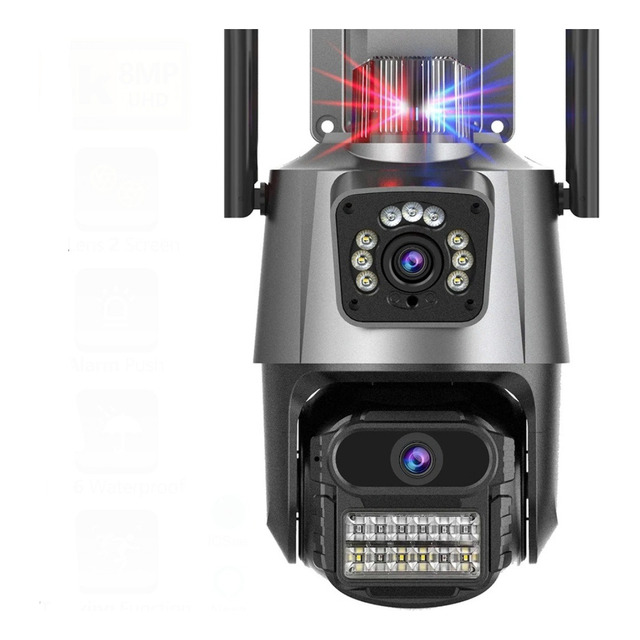 Camera Segurança Externa Lente Dupla 4k 6mp Sirene Policial Techstore P11 Camera Segurança Externa Lente Dupla 4k 6mp Sirene Policial Techstore P11