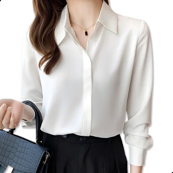 Camisa Aplicación Formal Manga Larga De Moda Mujer Casual