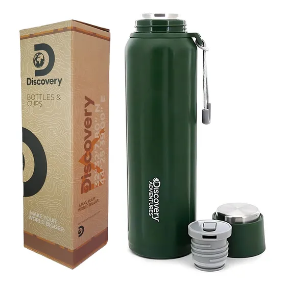 Termo Discovery Verde Acero Inoxidable - Doble Capa Frio Calor Mate Agua 750ml