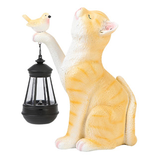 Luz Solar De Gato, Estatua Al Aire Libre De Gato, Naranja Luz Solar De Gato, Estatua Al Aire Libre De Gato, Naranja
